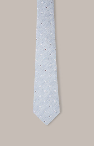 Silk Tie with Linen in Blue Melange