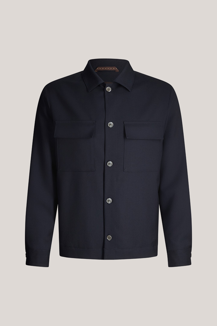 Führt zu Produktdetailseite „Schurwoll-Baukasten-Overshirt Lavoro in Navy"