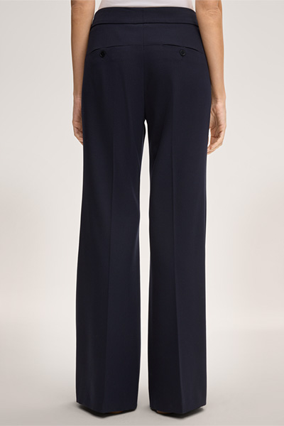 Schurwollstretch-Marlene-Hose in Navy