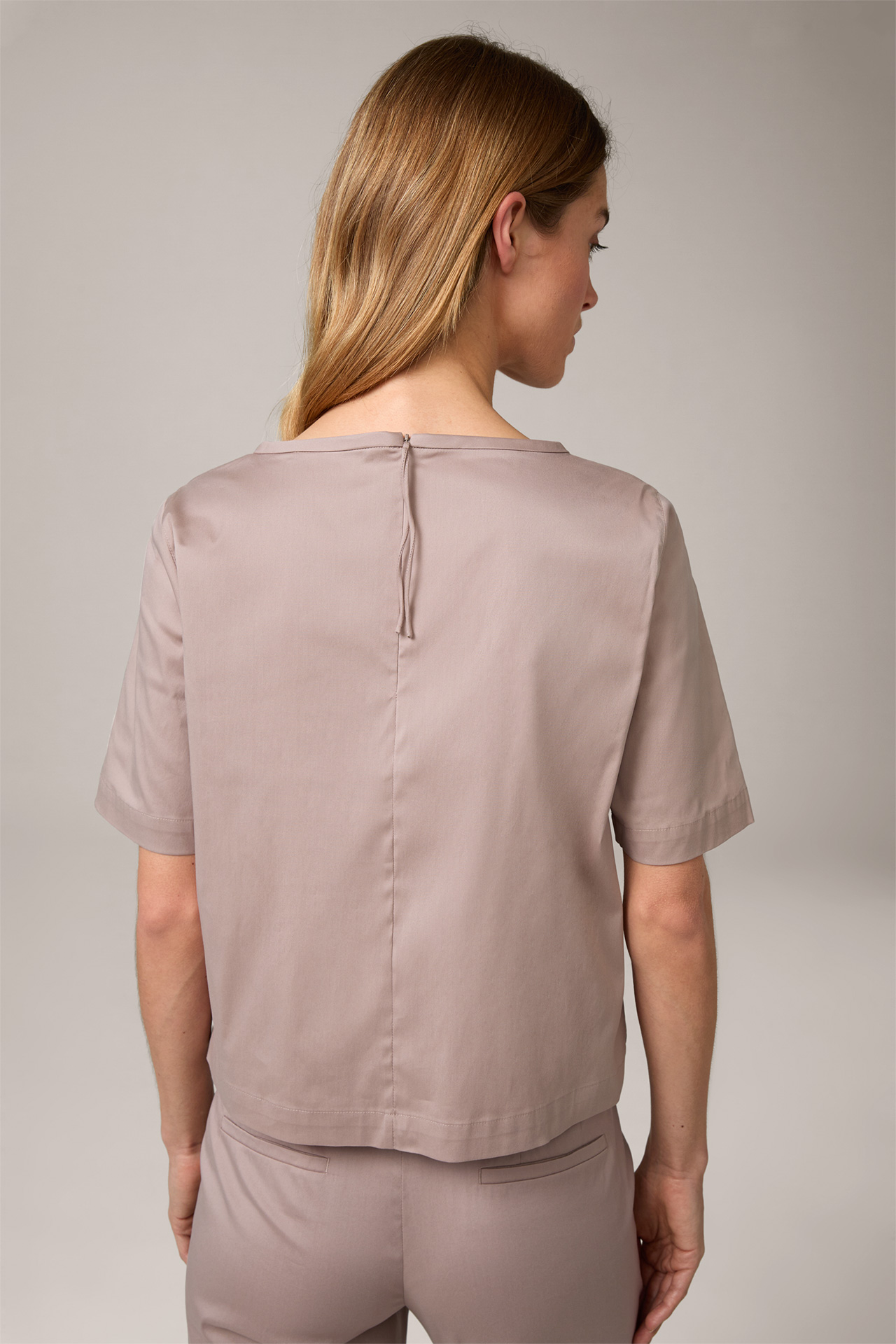 Cotton Stretch Blouse in Taupe