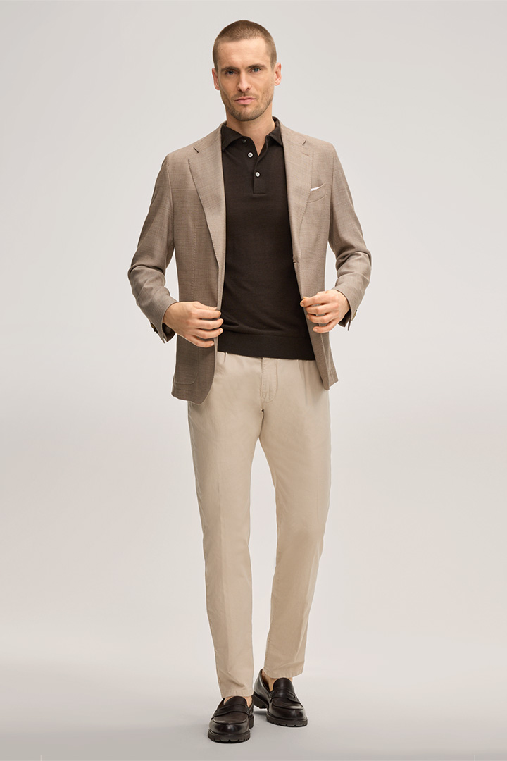 Führt zu Produktdetailseite „Wollmix-Polo-Shirt Nando mit Cashmere und Seide in Braun"