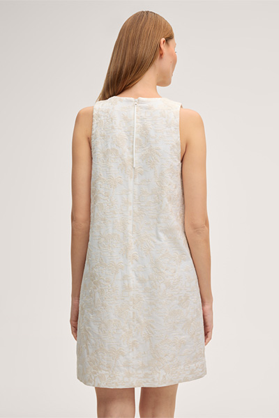 Baumwollmix-A-Linien-Kleid ohne Arm in Ecru