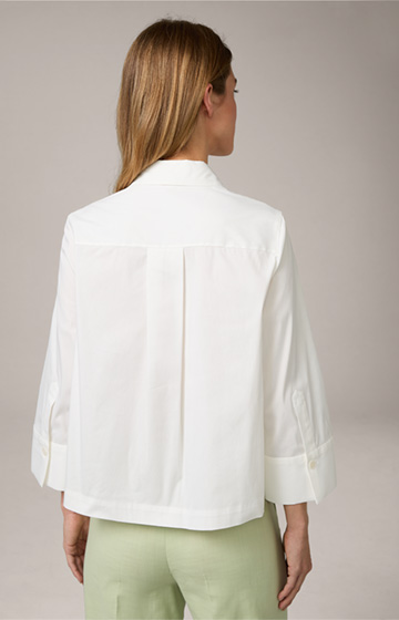 Cotton Stretch Shirt-Blouse in Ecru