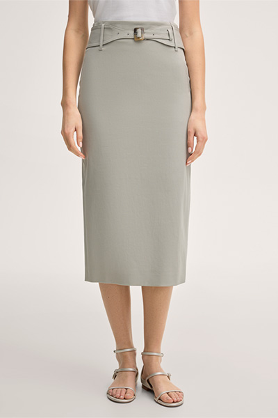 Double-Baumwollstretch-Bleistift-Rock in Greige