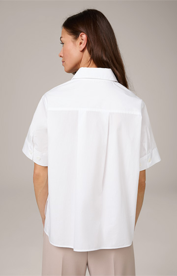 Poplin Cotton Short-Sleeved Shirt-Blouse in White