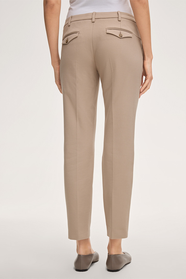 Baumwoll-Double-Weave-Anzughose in Taupe