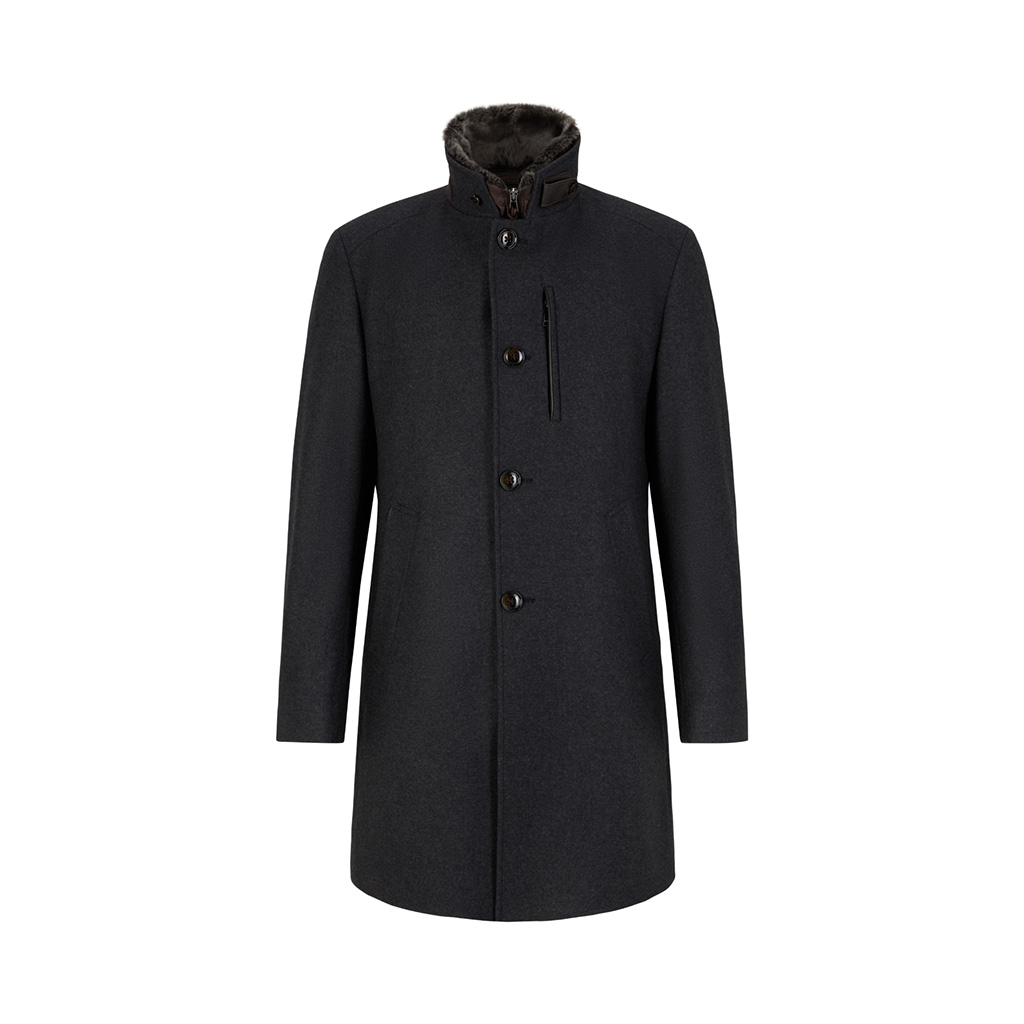 Manteau Rivano à col relevé à teneur en cachemire, avec col en