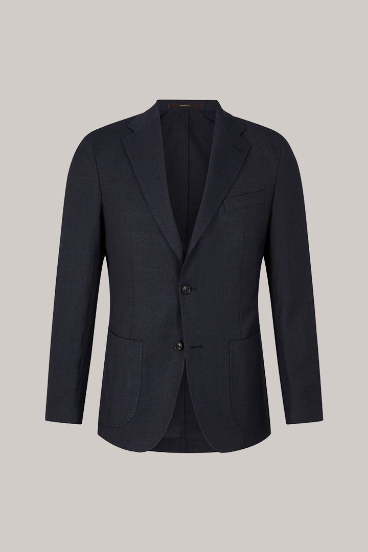 Giro Wool Blend Modular Jacket with Linen in Navy