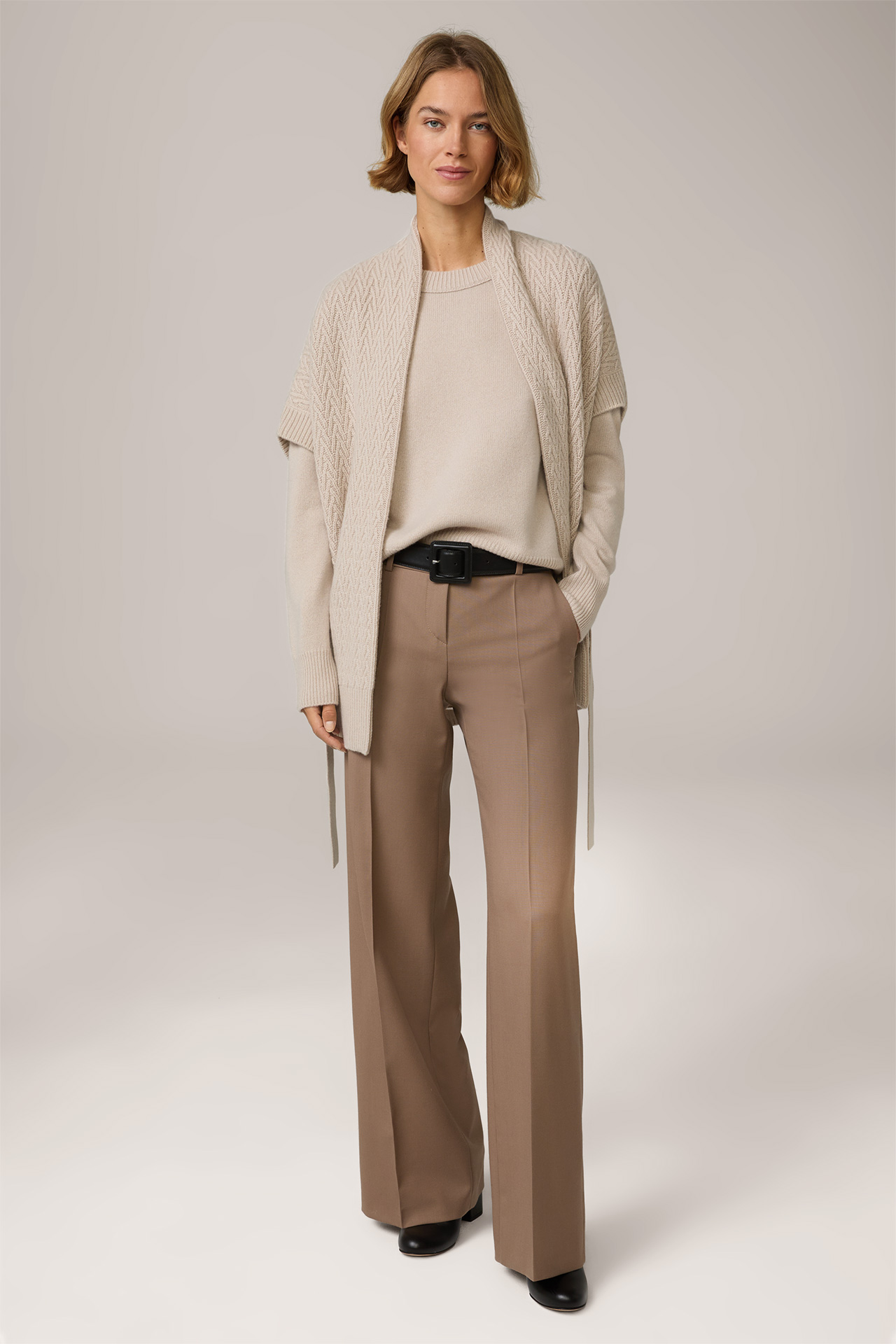 Virgin Wool Marlene Trousers in Brown