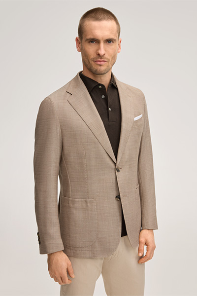 Schurwollmix-Sakko Giorno mit Leinen in Beige