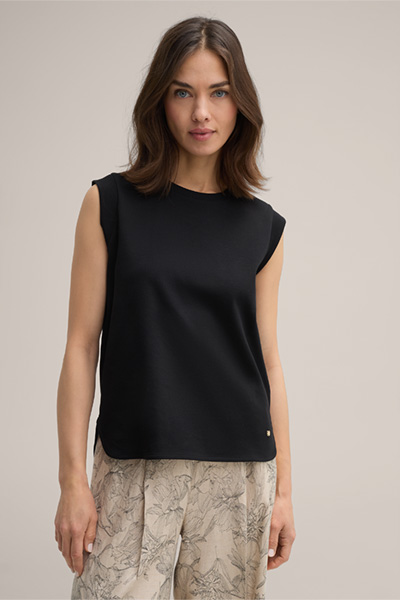 T-shirt en coton interlock, en noir