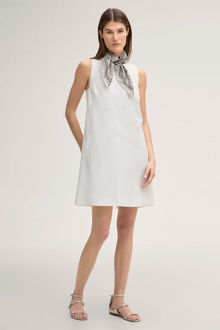 Crêpe-Kleid Loose Fit in Ecru