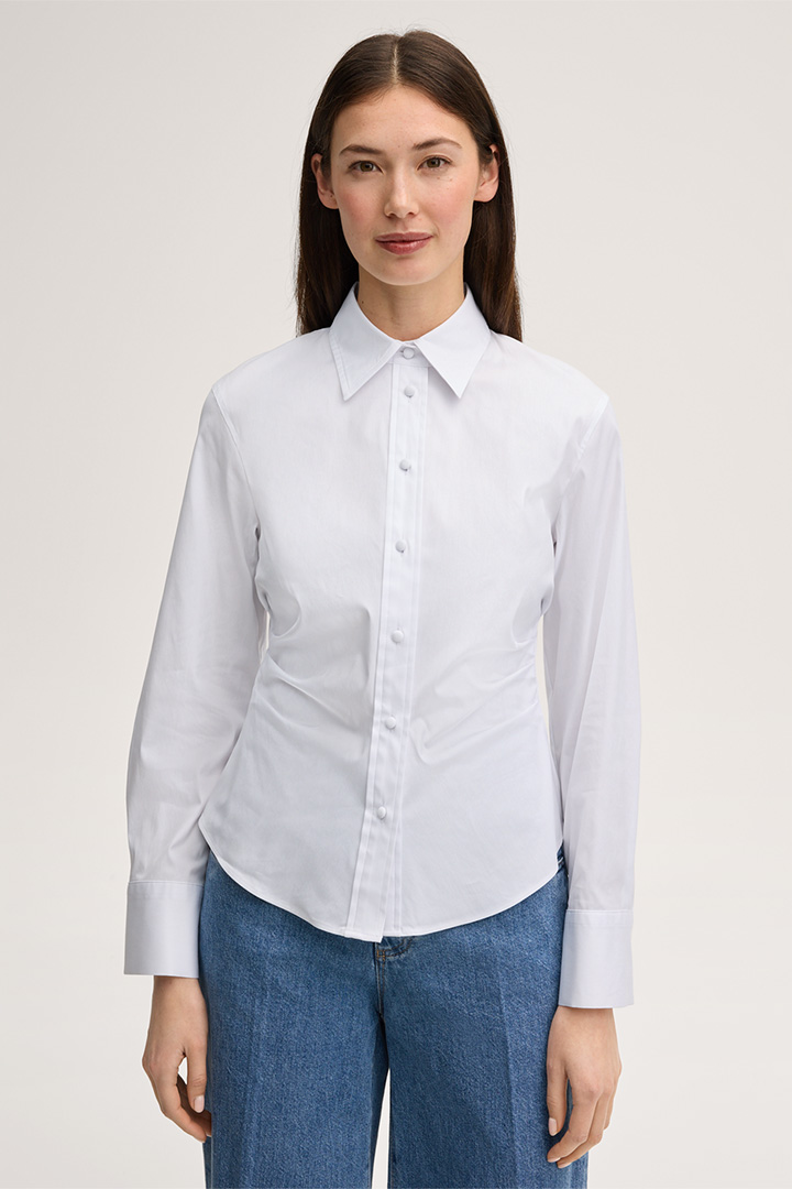 Führt zu Produktdetailseite „Baumwollstretch-Hemd-Bluse in Weiß"