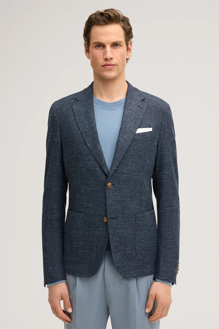 Leads to product detail page "Giro Jacket in a Cotton Blend with Linen in Navy Melange"