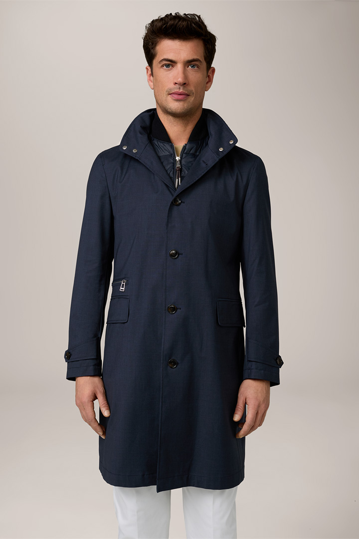 Danilo Virgin Wool Coat with Stand-Up Collar in Navy