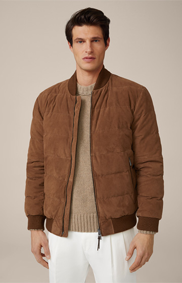 Fornelli Goatskin Suede Leather Jacket in Brown