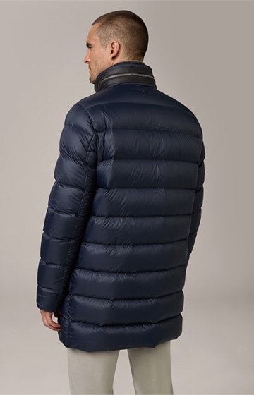 Otello Nylon Short Coat with Stand-up Collar in Navy