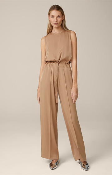 Crêpe-Overall in Camel