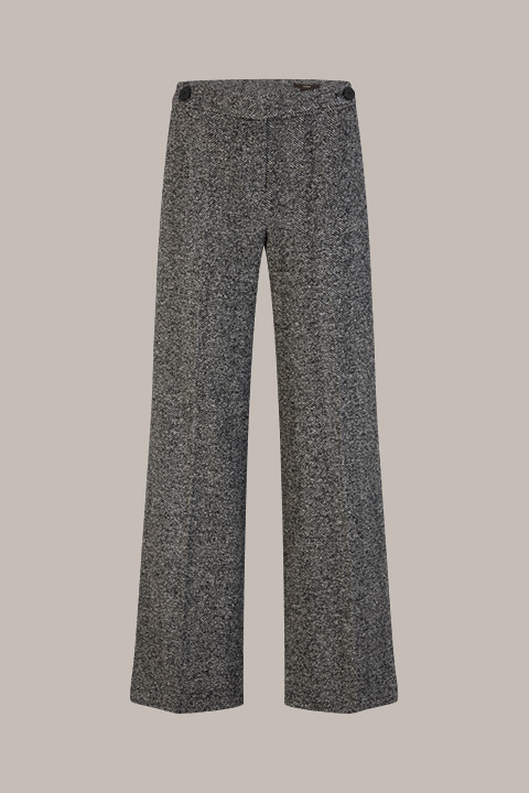 Tweed-Marlene-Hose in Schwarz-Ecru gemustert
