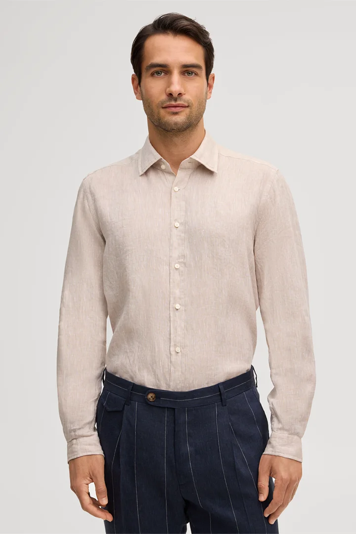 Führt zu Produktdetailseite „Leinen-Hemd Lapo in Beige"