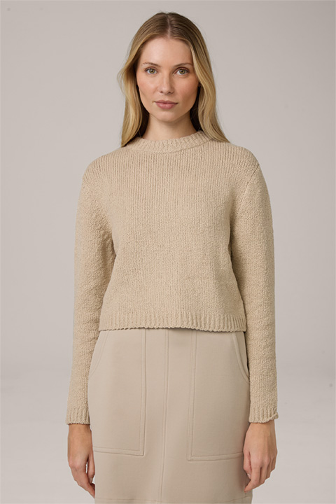 Pull-over en coton bouclette, en beige