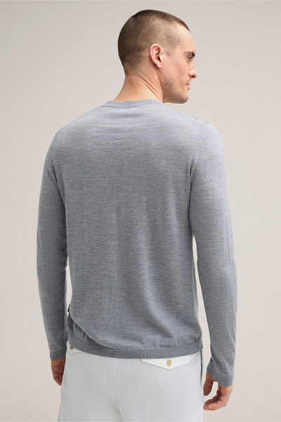 Strick-Pullover Nando mit Seide und Cashmere in Hellgrau