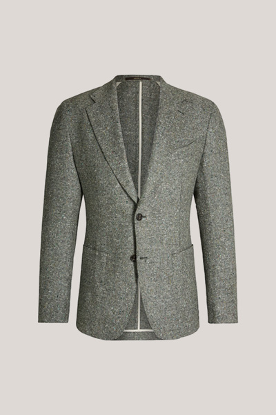 Giorno Jacket in Virgin Wool Tweed in Mottled Green