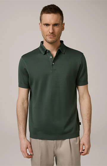 Floro Cotton Polo Shirt in Petrol Dark Green