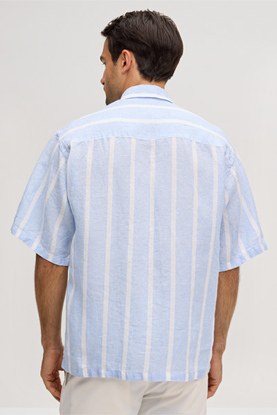 Oberon linen shirt in blue and white stripes