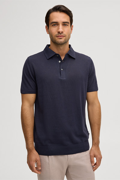 Leinenmix-Polo Lindo mit Baumwolle in Navy