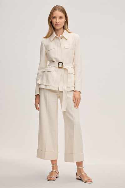 Cotton Blend Shirt Jacket in Ecru