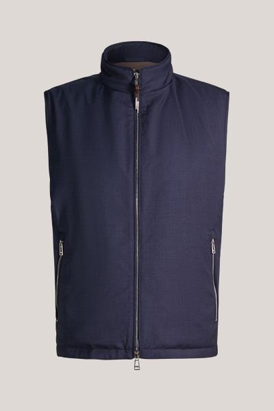Empoli virgin wool travel waistcoat in navy