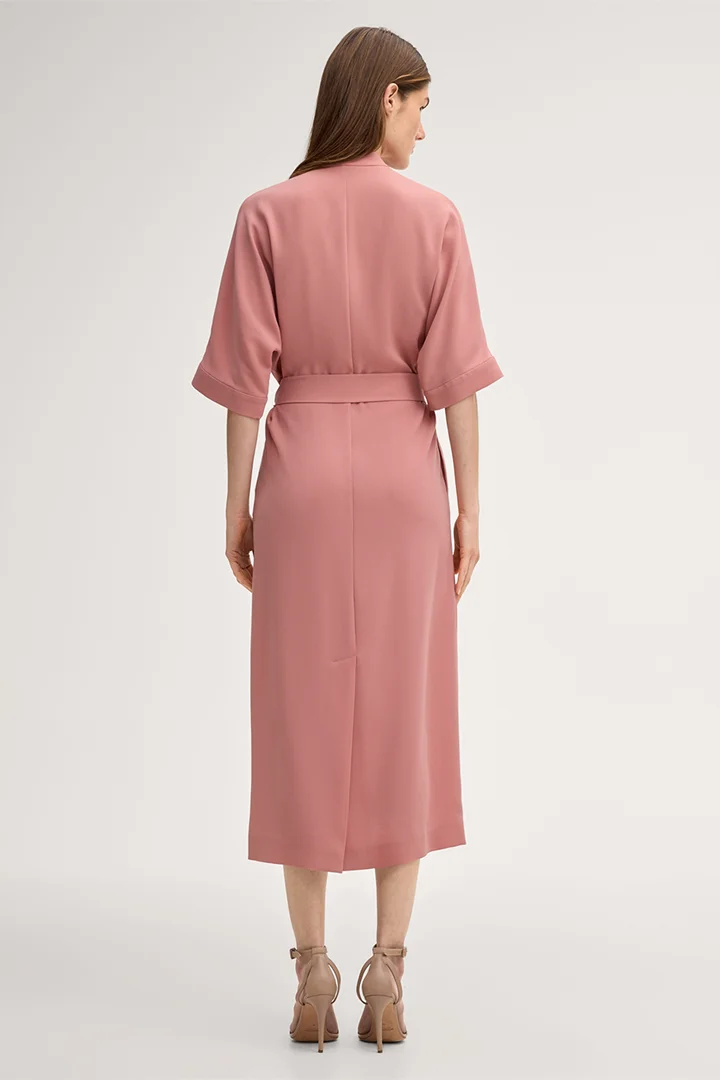 Midi-length crêpe kaftan dress in pink