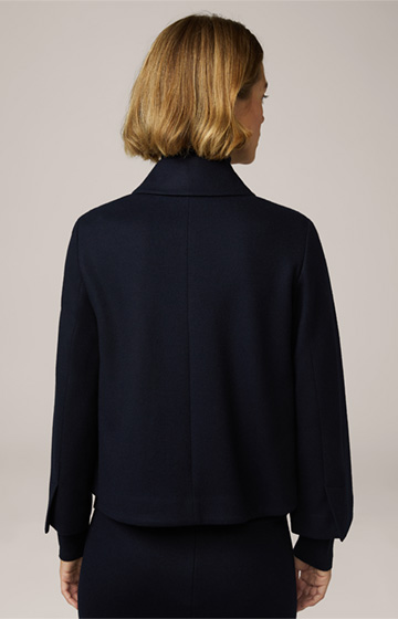 Wool Jersey Short Blazer in Navy