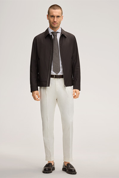 Baumwollmix-Hose Sapo mit Bundfalte in Weiss