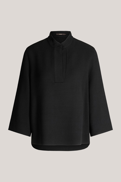 Chemisier à enfiler en crêpe à encolure en V, en noir