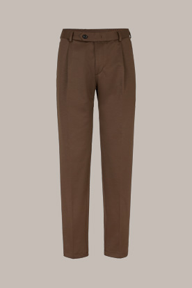 Floro Wool Jersey Trousers with Pleats in Brown