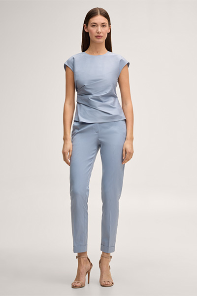 Light Blue Stretch Cotton Blouse