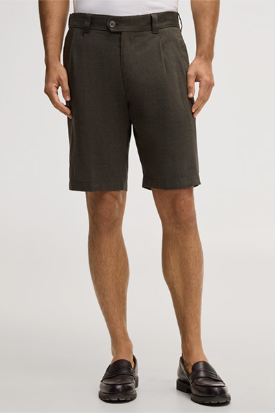 Schio linen blend modular trousers with wool and pleat on the waistband in dark green