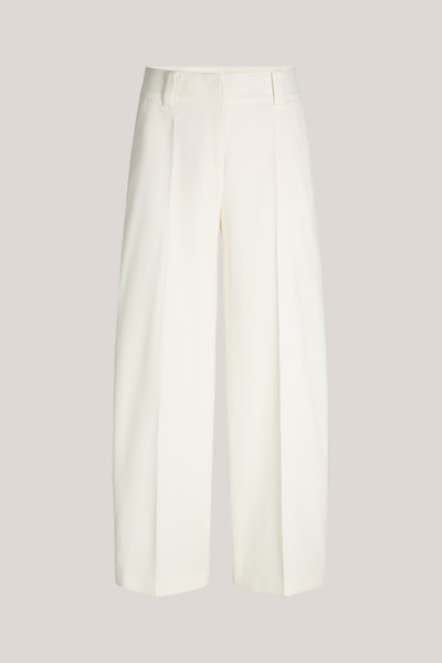 Baumwollmix-Wide-Leg-Hose in Ecru