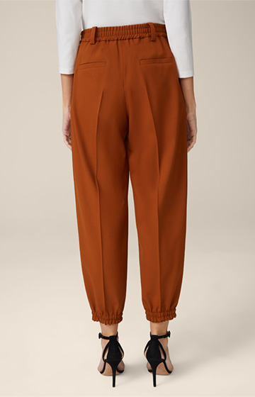 Wool Stretch Copper Trousers in Jogger-style