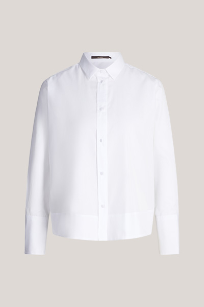 Popeline-Baumwoll-Hemd-Bluse in Weiss