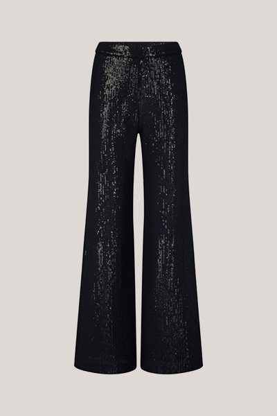Pailletten-Chiffon-Palazzo-Hose in Navy