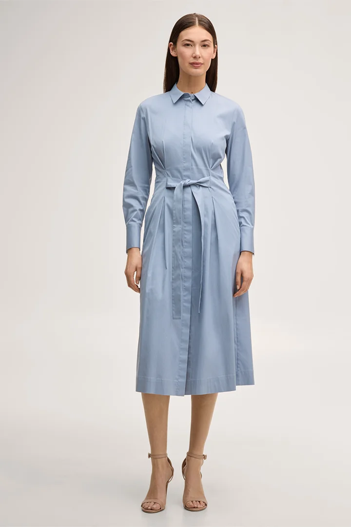 windsor. presents the product Midi-length stretch cotton shirt dress with a shirt collar in light blue from the category Dresses