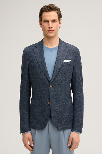 Giro Jacket in a Cotton Blend with Linen in Navy Melange