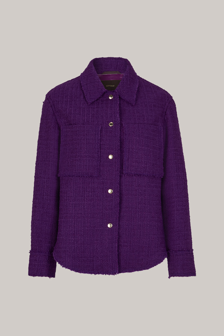 Tweed Shirt Jacket in Purple