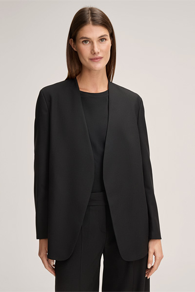 Schurwoll-Blazer in Schwarz