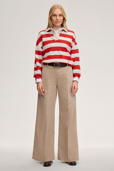 Baumwollstretch-Marlene-Hose in Taupe