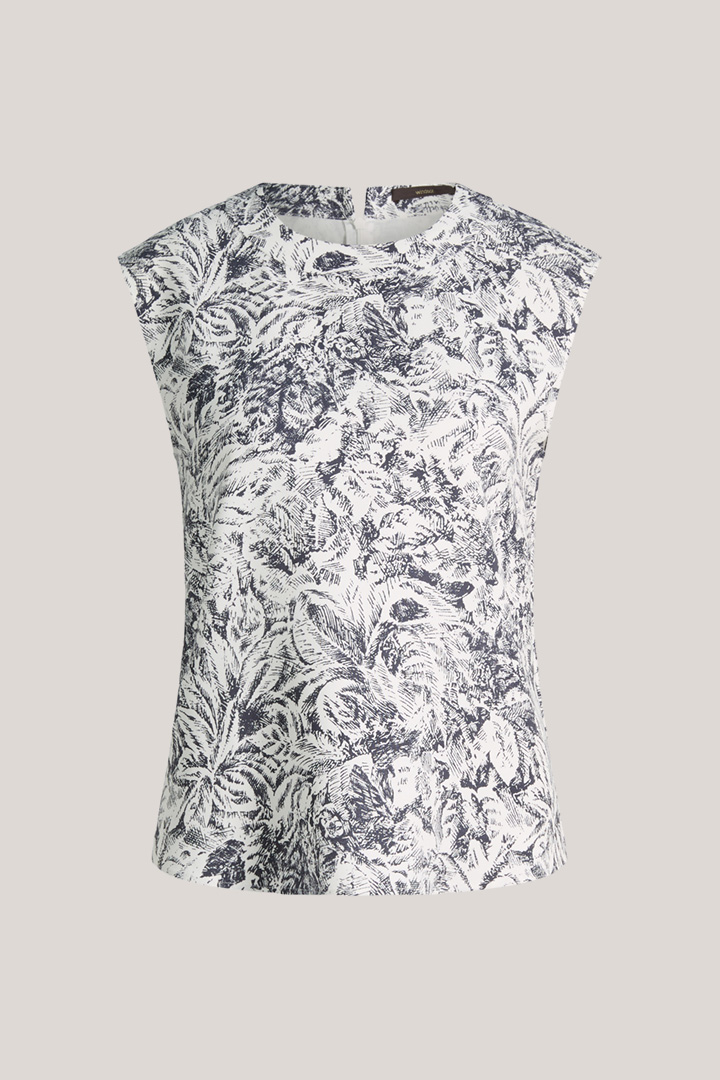 Führt zu Produktdetailseite „Lyocell-Print-Blusentop in Navy Ecru"