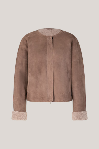 Lammfell-Leder-Jacke in Braun